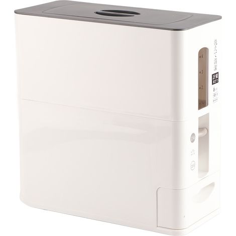 Seau à riz en plastique doseur de style japonais avec couvercle, récipient à riz ménager, petite taille, blanc, modèle 6271. (1/5)