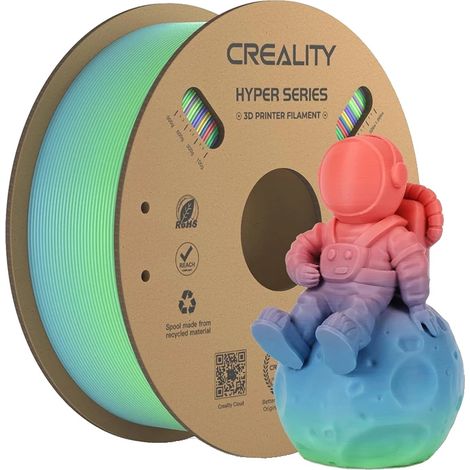 Filamento per stampa 3D, forma solida, materiale PLA, colori sfumati vivaci (1/2)