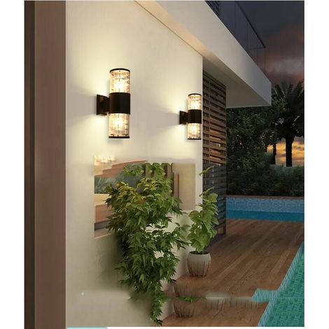Outdoor Wall Light IP65 Waterproof Outdoor Wall Lamp Up and Down Light Modern Wall Lamp for Corridor Courtyard Walkway Park, Double Head Model [108340mm Without Light Source QPUION