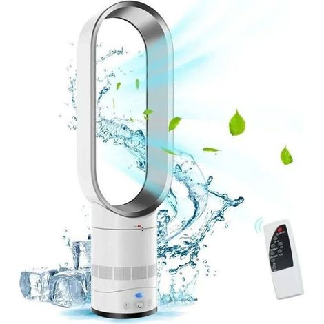 Ventilateur tour électrique sans pales, ventilateur de sol avec télécommande, silencieux, intelligent, 40W,16 pouces-timing-gris (1/4)