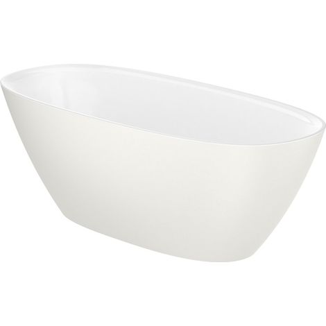 Baignoire en îlot ARIANE 240L en Stonex avec vidage et siphon - Beige (1/3)