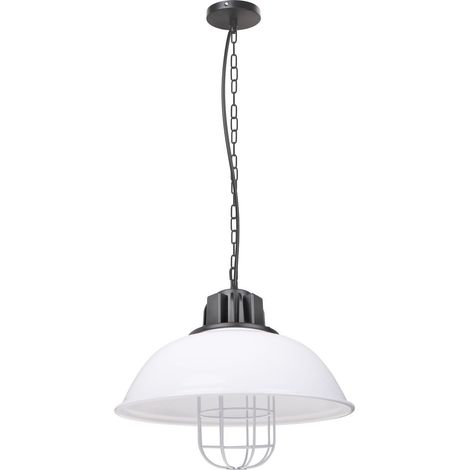 Lustre Suspension Vintage Industrielle E27 Luminaire Plafonnier Métal Lampe à Suspension Créatif Ø33CM Blanc - 1Pcs (1/5)