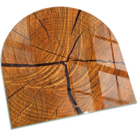 Glasplatte für Kaminofen Sicherheitsglas Schutzplatte Glasbodenplatte für Kamin Hitzeschutz für Kamin Funken Holzmaserung im Querschnitt 100x100 cm
