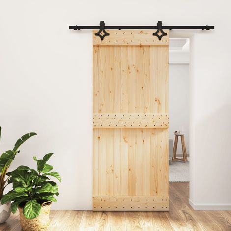 Puerta corredera con herrajes madera maciza de pino 90x210 cm vidaXL (1/5)