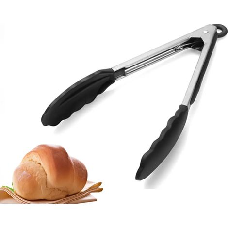 Pinzas de cocina alargadas de silicona Pinzas antiadherentes Pinzas de acero inoxidable con función de bloqueo Pinzas de barbacoa resistentes al calor y antideslizantes Pinzas de ensalada Pinzas de co (1/4)