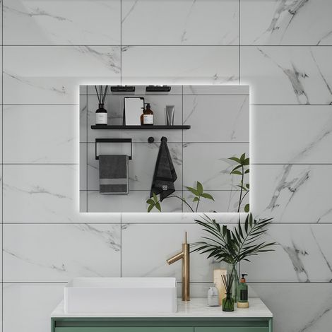 SPECCHIO DA BAGNO CON LED, 80X60CM, DISAPPANNAMENTO, FUNZIONE MEMORIA, INFINITAMENTE DIMMERABILE (1/5)