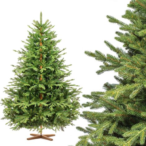 FairyTrees Weihnachtsbaum künstlich 180 cm ALPENTANNE Premium mit Christbaum Holzständer Tannenbaum künstlich mit Naturgetreue Spritzguss Elemente Made in EU