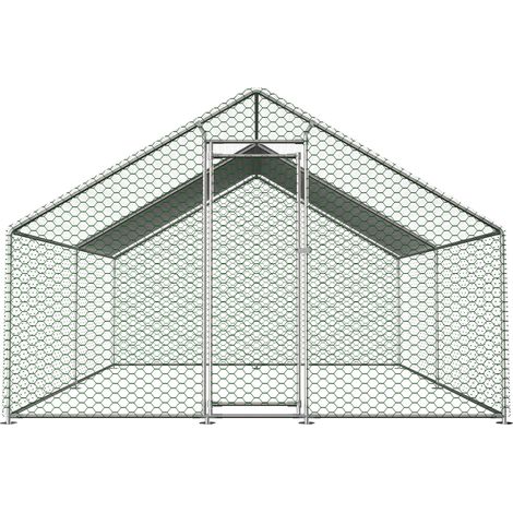 Recinto para gallinas de acero galvanizado 3 x 4 x 2 m con cerradura y cubierta de PE MODENUIT (1/5)