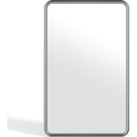 Specchio rettangolare in alluminio L. 50 x H. 80 cm Cromato - REFLEYA