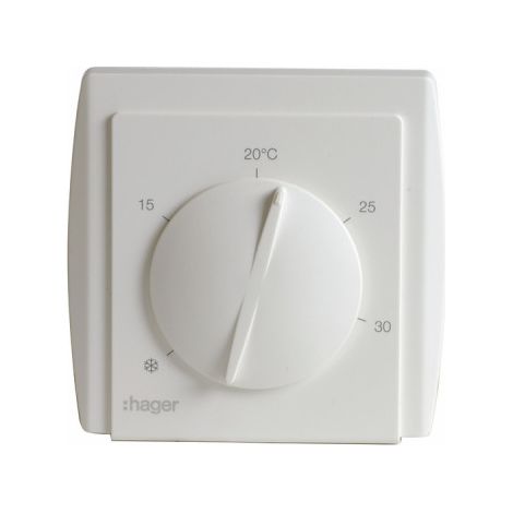 Hager – Thermostat membrane 10A/230V – Plage de réglage 5 à 30°C – Mode de fixation en saillie – Indice de protection IP30