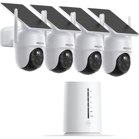 ARCCTV Kit de videovigilancia exterior inalámbrico 4MP con 4 cámaras a batería solares PACK VIDEOSURVEILLANCE + Tarjeta SD 64GB