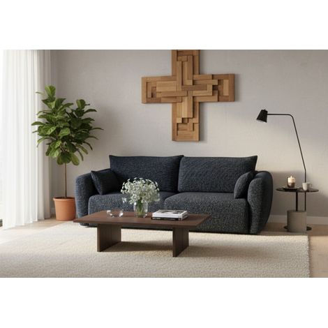 Sofa 3-Sitzer mit Schlaffunktion RUDEN in Stoff Bello Dunkelblau (1/5)