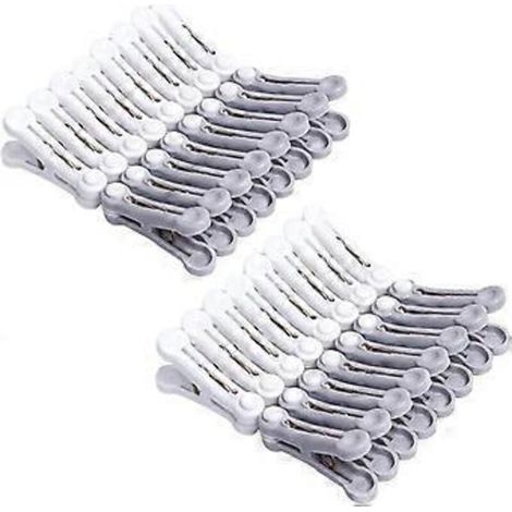 Pinces à linge (lot de 32) - 5 cm - Anti-marques - Gris/Blanc