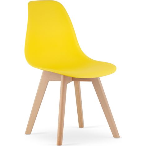 Sedia di design Kito gialla con gambe in faggio (1/5)
