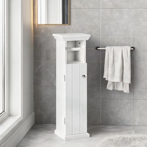 Meuble rangement papier toilette avec placard et sortie papier (1/5)