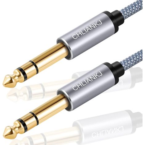 Instrumentenkabel 6,35-mm-Klinkenstecker, geflochtenes Nylon, grau, 1 m (1/5)