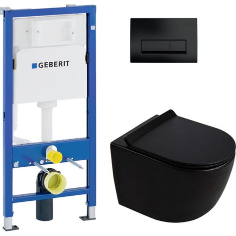 Duofix WC-Set Vorwandelement 112 cm + Wand-WC spülrandlos Ceramia PixL mit SoftClose-Sitz + Platte (GEBCEPXBMT05-IN)