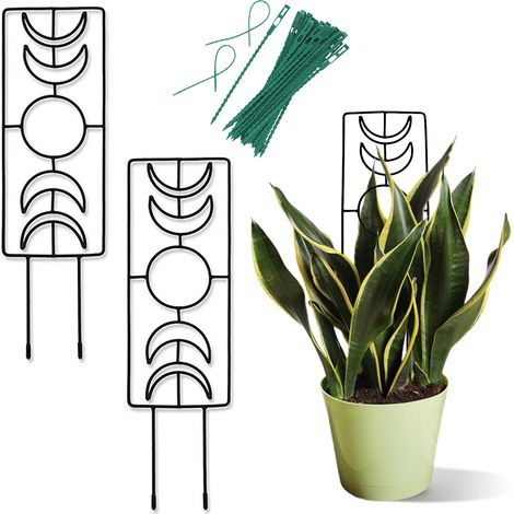 [Trellis de support plantes] Trellis métal noir 36cm/40cm avec attaches pour plantes grimpantes - Idéal pour roses, lierre, plantes d'intérieur (1/5)
