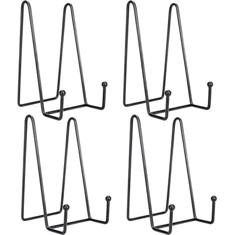Soportes metálicos de 4 piezas para libros, fotos y decoración - Negro (1/5)