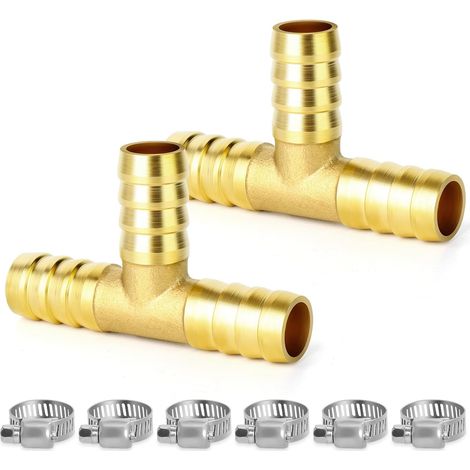 12mm Laiton 3-Way Tee Tuyau Barb Raccord(pack de 2) - x Barbe tuyau (1/5)