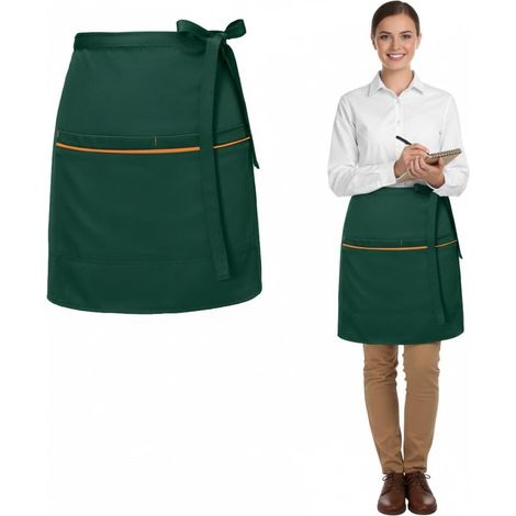 Court Tablier Taille, Durable Patisserie Chef Tablier avec 2 Poches, Demi Tablier de Cuisine pour Femmes, Barbecue Barman Serveur tablier pour Café Bar Restaurant Boulangerie (1/5)