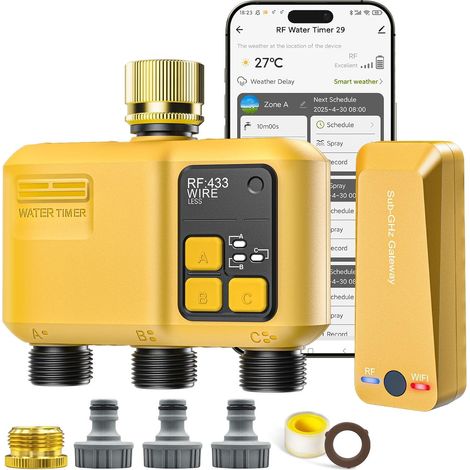 3-Way Automatic WiFi Connected Watering Timer with RF433 Technology Programmable Irrigation Timer for Garden (1/5)