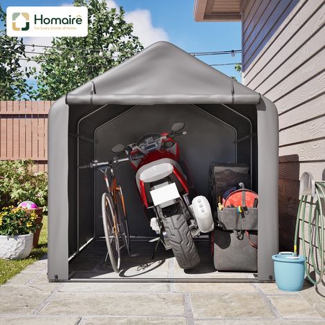 HOMAIRE Garage à vélo Grauer 160x220x165 cm en acier noir pulvérisé avec porte roulante, abri extérieur en PE weatherproof pour vélo et outils de jardin, idéal pour jardin, terrasse et cour