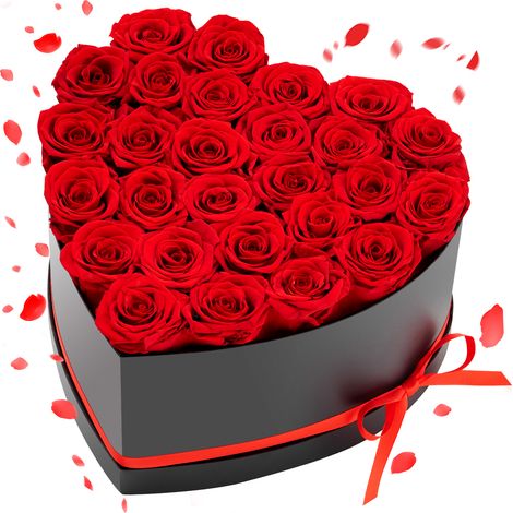 VEVOR 27 Rosas Eternas en Caja con Forma de Corazón, Ramo de Flores Preservadas, Caja de Regalo de Flores para tu Esposa, Madre, Pareja, para Boda, Día de la Madre, San Valentín, Navidad, Rojo