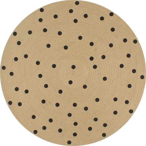 Tappeto fatto a mano in Juta con stampa a pois 120 cm DEC023482