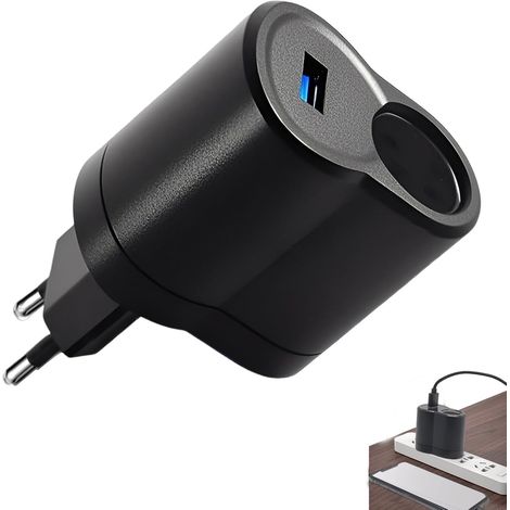1 x Universal Car Cigarette Lighter Adapter, AC to DC Cigarette Lighter Socket 12 V Inverter Plug for EU Electrical Plug for Truck Van (1/5)