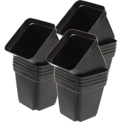 100 Pièces Pots de Pépinière Carrés Plastique Noir pour Semis Plantes d'Intérieur et Plantes Pots de Culture Drainage Optimisation Espace et Accélération Germination (1/5)