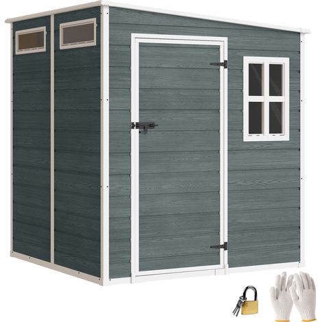 Abri de jardin avec structure en aluminium, plancher, 3 fenêtres, 2 ouvertures de ventilation, 182 x 182 x 183 cm, aspect bois gris