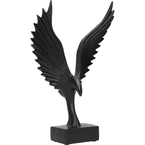 Sculpture Résine Ailes d'Ange Décor Bureau Abstrait Ornement Aigle Décoration Intérieure BS086 Noir (1/5)