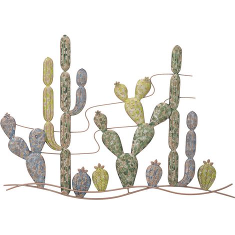 Pannello da muro Cactus -B- in ferro multicolore