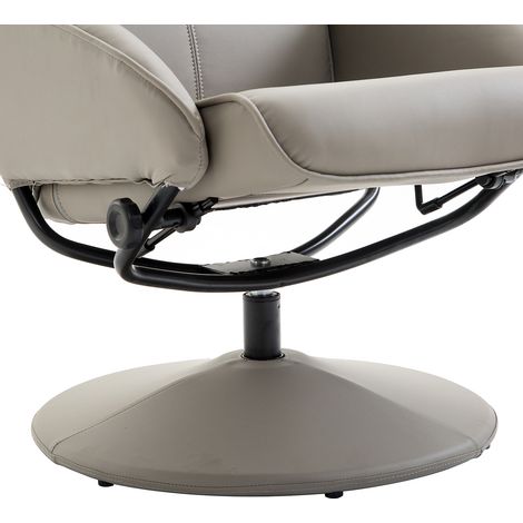 Fauteuil inclinable gris similicuir 71x78x101cm avec repose-pieds assorti et pouf