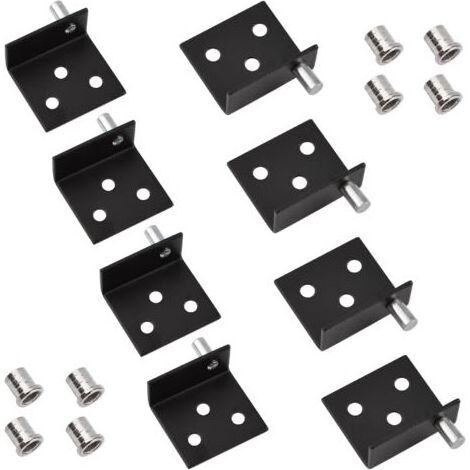 Lot de 4 charnières pivotantes dissimulées pour porte d'armoire, charnières de porte d'armoire en bois avec bague pour porte d'armoire en bois oscillante librement (noir) (1/4)