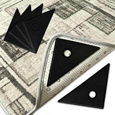 4 pièces antidérapant Tapis, Autocollant et antidérapant, Tapis Anti Derapant Lavable et réutilisable, fixateur de Tapis pour Coins, adhérence Gel Extra Forte, sans résidus (1/5)