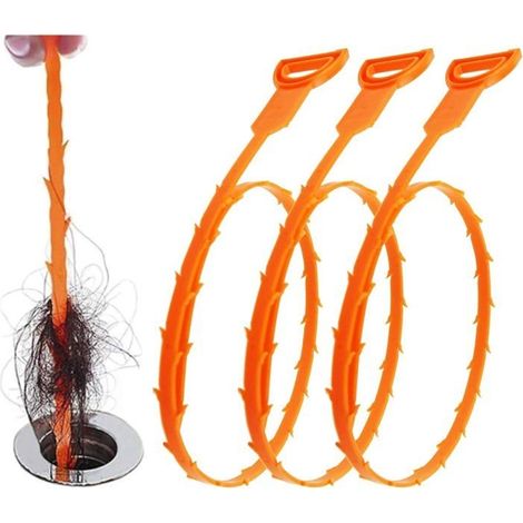 3er-Pack Abflussspiralen, 63,5 cm lang, wiederverwendbar, zur Reinigung von Toiletten, professionelle Abflussspiralen (1/5)