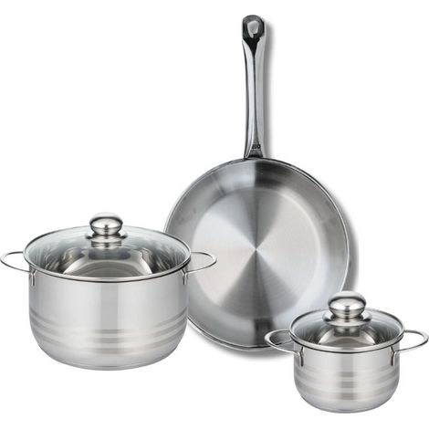 Ensemble de 1 Poêle de cuisson 28 cm et 2 faitouts 14 et 20 cm Elo Profi Brillant (1/5)