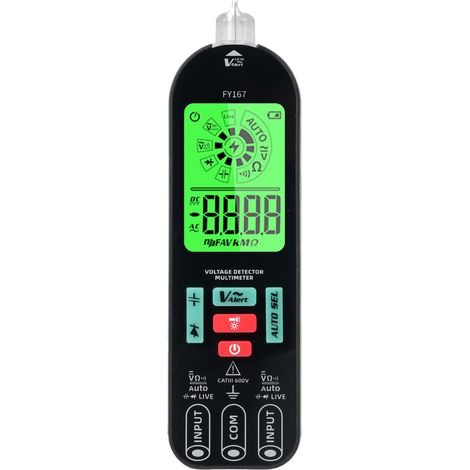 Testeur de tension intelligent FY167 avec écran LCD noir (1/5)