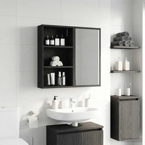 vidaXL  Bathroom Wall Cabinet  Black Oak 40 x 14 x 70 cm Engineered wood
