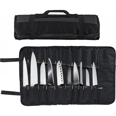 Sac de chef professionnel pour couverts – Sac à couteaux pour chefs pouvant contenir jusqu'à 22 couteaux Noir (1/4)