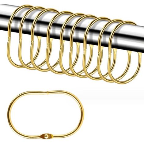 30 anelli per tende in metallo, anelli per tende da 35 mm, clip per tende, clip per tende da doccia in metallo, adatti per tende e bastoni per tende (oro). (1/2)