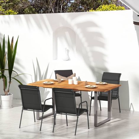 Lot de 4 Chaises de jardin,Siège de Terrasse Chaise d'extérieur Acier et textilène Noir CFW815213 (1/5)