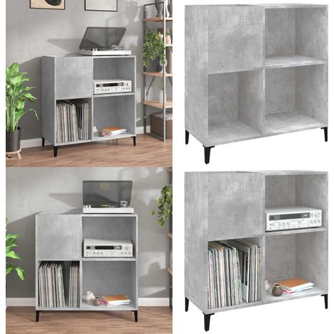 Armoire à disques gris béton 84,5x38x89 cm bois d'ingénierie - Meuble À Disques - Armoire À Vinyle - Rangement Disque Vinyle - Étagère Musique - Support Tourne-disque - Home & Living (1/5)