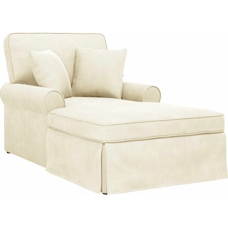 Chaise Lounge with Skirt 3 pcs Cream Corduroy Fabric vidaXL