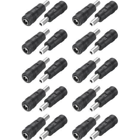 Lot de 20 adaptateurs de connecteur d'alimentation CC, prise jack femelle 5,5 x 2,1 mm vers prise mâle 5,5 x 2,5 mm, connecteur barillet universel pour ordinateur portable routeur