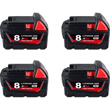 PDstation 4Pack 8.0Ah 18V Batterie de Remplacement pour Milwaukee M18 48-11-1850 48-11-1852 48-11-1820 48-11-1828 48-11-10 Milwaukee M18 Outils (1/5)