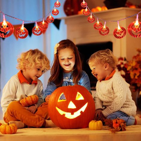 Guirlande lumineuse citrouille de 3 mètres avec 20 LED, lanterne 3D orange pour Halloween et Thanksgiving, décorations intérieures et extérieures pour fêtes et festivals. (1/5)