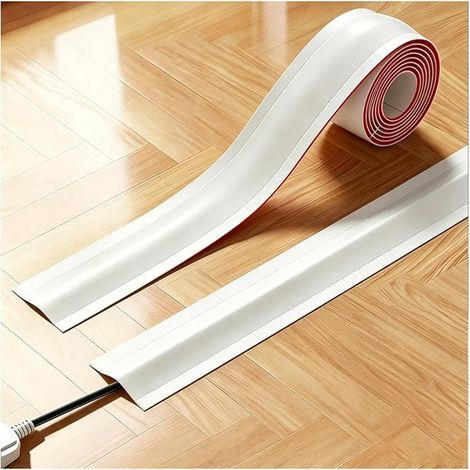 Cubierta flexible para cables, sistema autoadhesivo para organizar cables en paredes, suelos, hogares, oficinas, garajes, color blanco, 3 m (1/5)